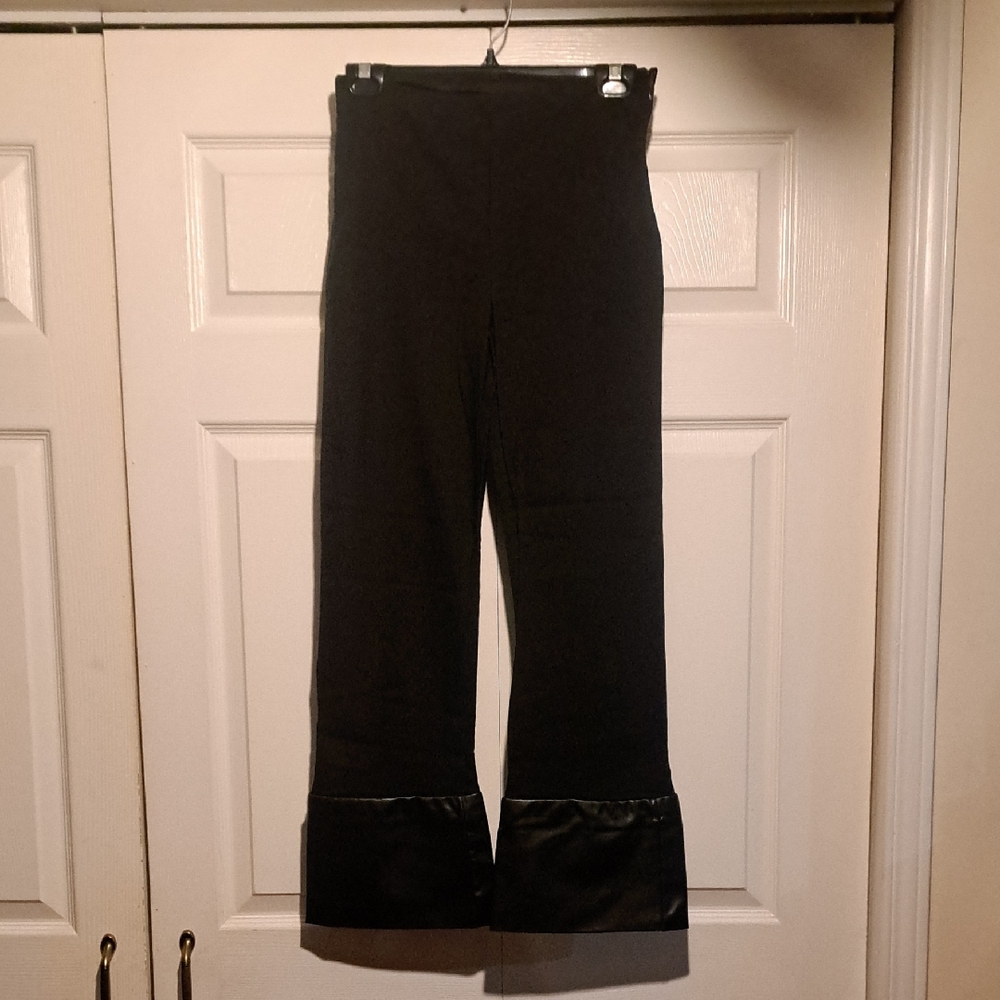 🎼Funky Vintage Black Straight leg Ladies Dress pants with Unique FauxCuffsHems